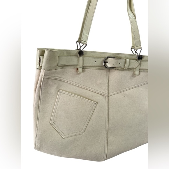 Vintage denim ivory western shoulder purse - Picture 2 of 5